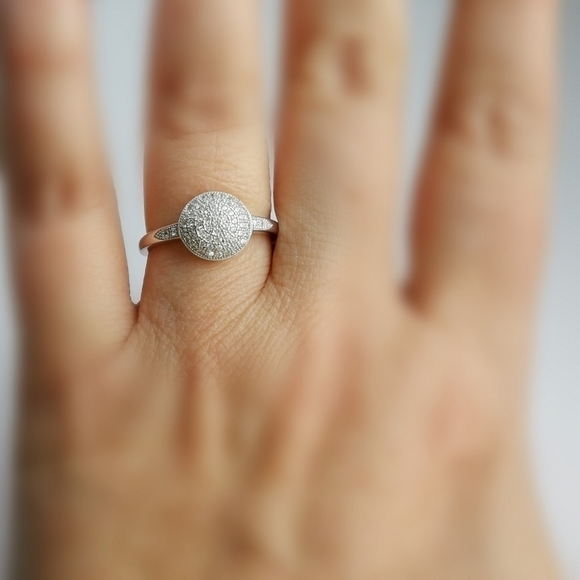 STERLING silver CZ pave dome ring size 8 - Picture 5 of 6